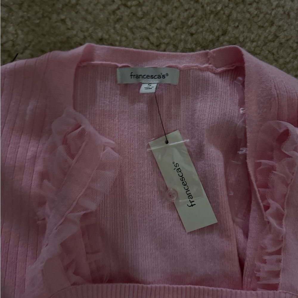 Francesca's Collections Pink Ribbed Tank & Cardigan Set - Picture 3 of 5